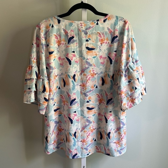 Tyche Floral Tiered Sleeve Colorful Blouse - Picture 4 of 4